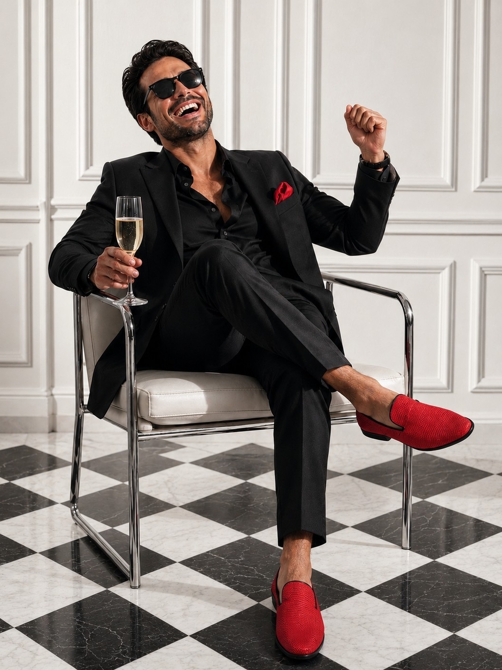 Van Heusen Black Suit with Red Accents